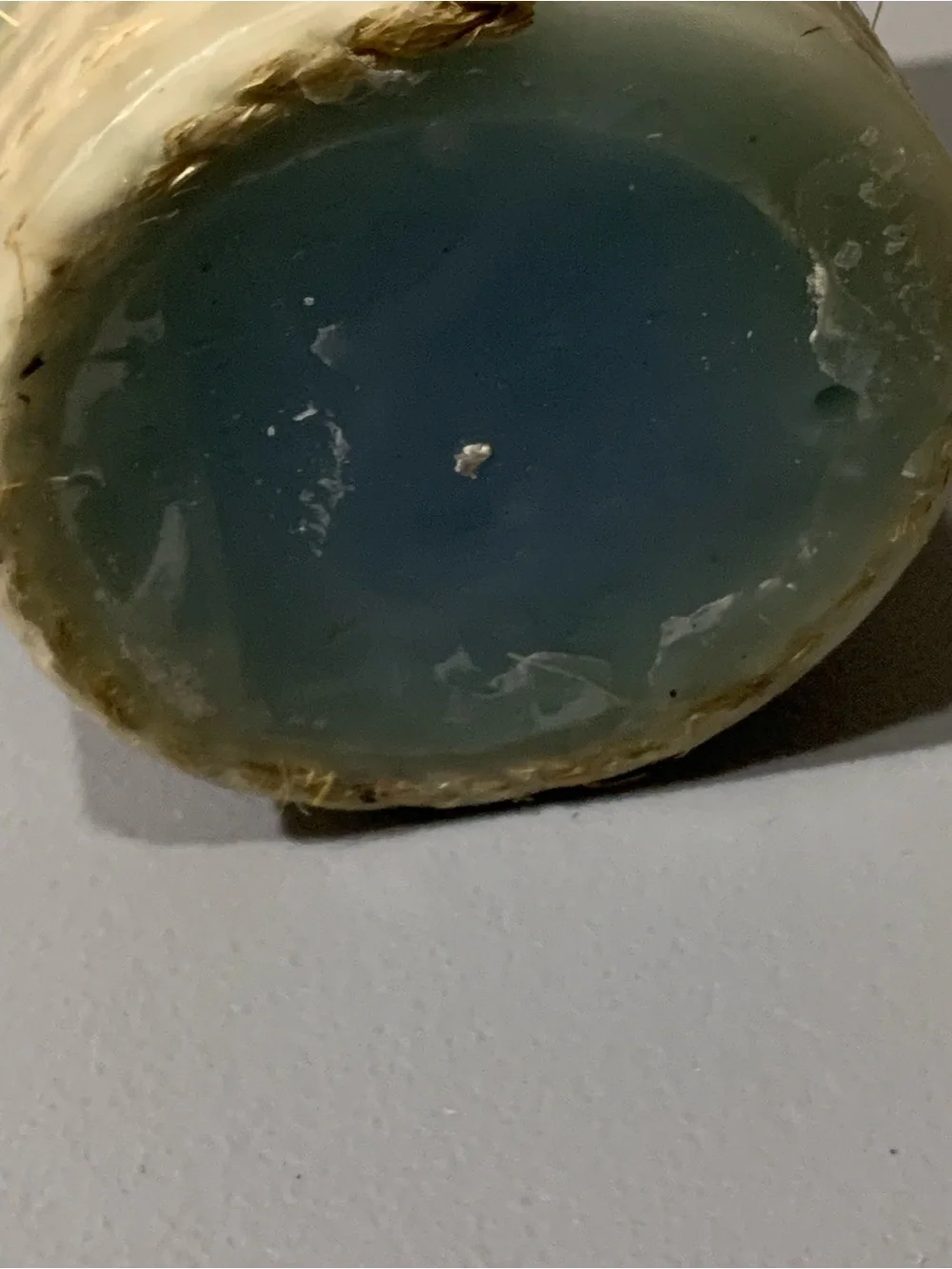 Blue Seashell Pillar Candle with Embedded Shell Accents